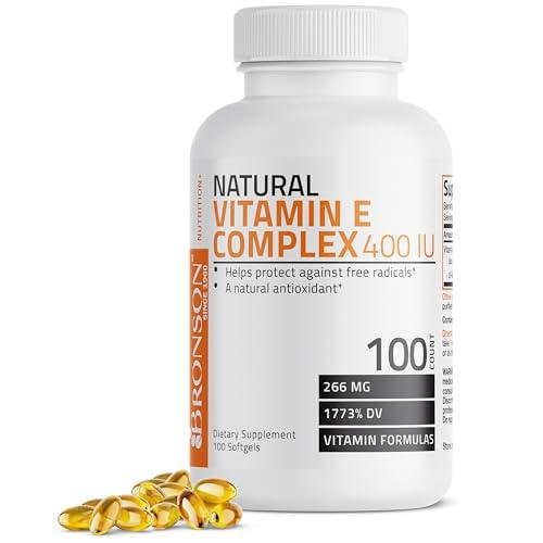 Bronson Natural Vitamin E Complex 400 I.U. Supplement (d-Alpha Tocopherol Plus d-Beta, d-Gamma, & d-Delta Tocopherols), Natural Antioxidant, 100 Softgels