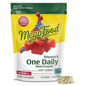 MegaFood Multivitamin for Women, One Daily Multivitamins, Soft Chews with Folate, Methylated B12, Vitamin B6, Biotin, Vitamin D3, C & A - Mixed Berry Flavor - Vegetarian, Non-GMO - 30 Chews