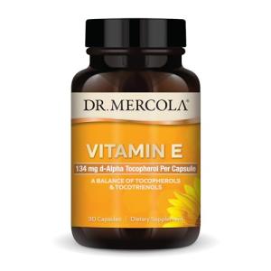 Dr. Mercola Vitamin E - Supports Healthy Skin & Antioxidant Status - Tocopherols and Tocotrienols Blend - Non-GMO, Gluten-Free & Soy-Free - 30 Capsules (30 Servings)