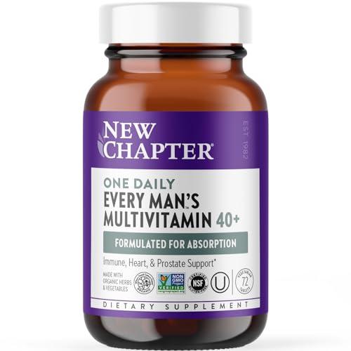 New Chapter Men's Multivitamin 40 Plus for Energy, Heart, Prostate + Immune Support with Fermented Nutrients - Every Man's One Daily 40+, Made with Organic Vegetables & Herbs, Non-GMO - 72 ct