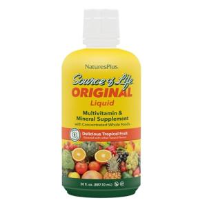 NaturesPlus Source of Life Liquid, Tropical Fruit - 30 fl oz - Multivitamin & Mineral Supplement - Gluten Free, Vegetarian - 30 Servings