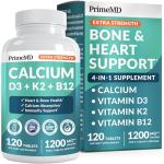 4-in-1 Calcium 1200 mg With Vitamin D3 Supplements for Women and Men - Calcium Extra Strength with Vitamin D3 K2 5000 IU Supplement,1200 mg per serving -Free - Vegan-Friendly (120 count) (Pack of 1)