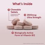 Jarrow Formulas Ultra Strength Methyl B-12, Dietary Supplement for Cellular Energy Production, 100 Tropical-Flavored Chewable Tablets, Up to a 100 Day Supply