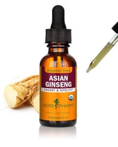 Herb Pharm Asian (Panax) Ginseng Liquid Glycerite for Energy and Stamina, Alcohol-Free Glycerite, 1 Oz