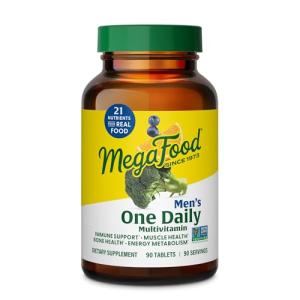 MegaFood One Daily Mens Multivitamins - Multivitamin for Men - Vitamin C, Vitamin D3 & Vitamin B12 - Muscle, Energy Metabolism & Immune Support - Vegetarian, Gluten Free - 90 Tablets, 90 Servings