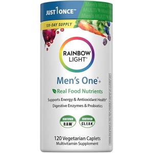 Rainbow Light Mens One Multivitamin, Men's Daily Multivitamin Provides High-Potency Immune Support, with Vitamin C, Vitamin D and Zinc, Vegetarian, 120 Count