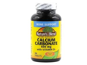 Nature's Blend Calcium Carbonate 600 mg with D3 400 IU 100 Tablets,(Pack of 1), 079854016819