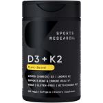 Sports Research® Vitamin D3 + K2 w/Coconut Oil - Vegan Vitamin D 5000iu & Mk7 Vitamin K 100mcg for Bone & Immune Support - Vegan Certified · Non-GMO · Soy Free - 120 Softgels