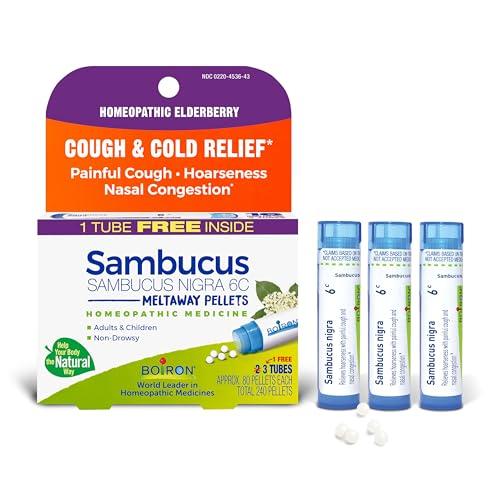Boiron Sambucus Nigra 6c Homeopathic Medicine for Cough and Cold Relief - 3 Count (240 Pellets)