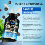 Calcium Supplements for Women - Calcium 1200 mg with Vitamin D3 & K2 - Bone Health, Strength & Density - High Absorption, Slow Release - Made in USA - Citrate & Carbonate Form, 180 Tablets for 2 Month