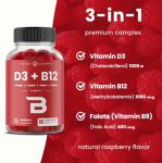 NutraChamps Vitamin D3 & B12, Methyl B12 Gummies for Adults & Kids, Enhanced with Vitamin D 3 & B9 Vitamin Folate, Natural Energy, Mood, Metabolism & Focus, Raspberry, 60 Gummies
