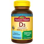 Nature Made Vitamin D3 5000 IU (125 mcg) Softgels, Extra Strength Vitamin D Supplement for Bone and Immune Health Support, 360 Count, 360 Day Supply