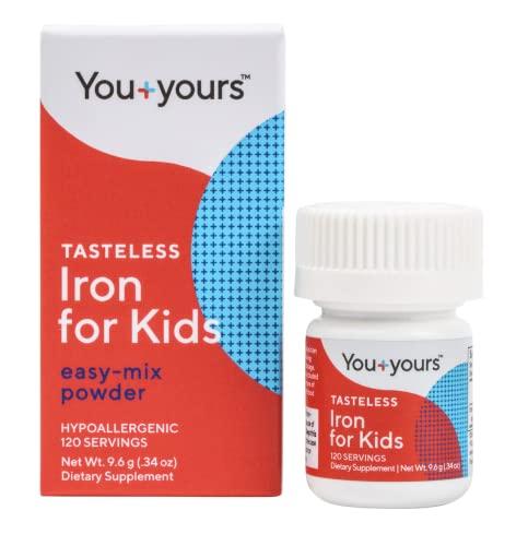 Tasteless Iron for Kids + Toddlers- 4-Month Supply- No Sweeteners, Flavors or Preservatives. Add to Beverages or Food. Pure, Flavorless Children's Iron Supplement.