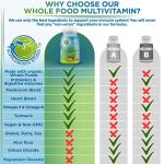 Vegan Whole Food Daily Multivitamin with Iron, Methylated Multivitamin for Women and Men, Made with Fruits & Vegetables, B-Complex, Probiotics, Enzymes, CoQ10, Omegas, Turmeric, Non-GMO, 90 Count