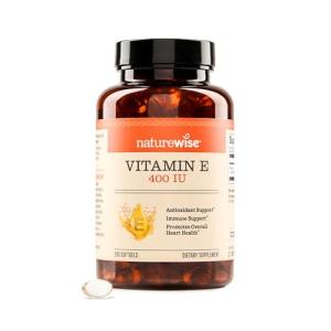 NatureWise Vitamin E 400 IU Softgels (180mg DL-Alpha) - Dairy, Gluten, and Soy Free, Non-GMO Antioxidant Dietary Supplement for Skin, Heart, Eye, and Immune Health Support - 200 Count