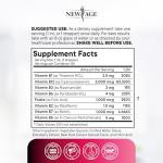 NEW AGE Vitamin B-Complex B5 Pantothenic Acid | B12 Methylcobalamin | B1 Thiamine | B6 Pyridoxine | B7 Biotin | B9 Folic | B3 Niacinamide - B Complex Liquid Drops, Made in USA Supplement - 8fl oz