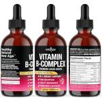 NEW AGE Vitamin B-Complex B5 Pantothenic Acid | B12 Methylcobalamin | B1 Thiamine | B6 Pyridoxine | B7 Biotin | B9 Folic | B3 Niacinamide - B Complex Liquid Drops, Made in USA Supplement - 8fl oz