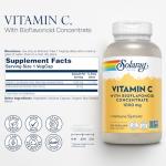SOLARAY Vitamin C 1000mg with Bioflavonoids Concentrate - Vitamin C Capsules with Rose HIPS and Acerola Cherry - Antioxidant, Heart Health and Immune Support Supplement, Vegan, Non-GMO, 250 Servings
