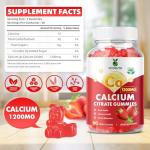 VCCHUYH Calcium Citrate Gummies 1200mg, Chewable Calcium Supplements for Women & Men, Sugar Free Calcium Gummies for Bone, Muscle & Immune Support, Strawberry Flavor 120 Count