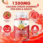 VCCHUYH Calcium Citrate Gummies 1200mg, Chewable Calcium Supplements for Women & Men, Sugar Free Calcium Gummies for Bone, Muscle & Immune Support, Strawberry Flavor 120 Count