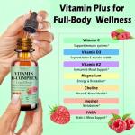 Vitamin B Complex Liquid Drops for Women Men & Kids, 15-in-1 VIT B Complex with Vitamin C B12 B6 B1 Niacin Folate Magnesium for Brain Nerve Neuropathy Energy Mood Health, Sublingual B-Complex Drops