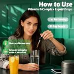 Vitamin B Complex Liquid Drops for Women Men & Kids, 15-in-1 VIT B Complex with Vitamin C B12 B6 B1 Niacin Folate Magnesium for Brain Nerve Neuropathy Energy Mood Health, Sublingual B-Complex Drops