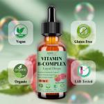 Vitamin B Complex Liquid Drops for Women Men & Kids, 15-in-1 VIT B Complex with Vitamin C B12 B6 B1 Niacin Folate Magnesium for Brain Nerve Neuropathy Energy Mood Health, Sublingual B-Complex Drops