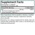 Bronson Iron Bisglycinate 25 mg Gentle on The Stomach, Supports Energy & Healthy Red Blood Cell Production - Non-Constipating Formula - Non GMO, 180 Vegetarian Capsules