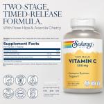 SOLARAY Vitamin C 500mg, Two-Stage Timed Release - Antioxidant and Immune Support Supplement - Vitamin C with Rose HIPS and Acerola, Vegan, Gluten Free, 60-Day Guarantee, 250 Servings, 250 VegCaps