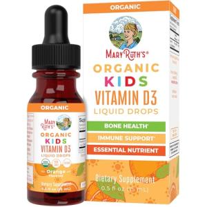 MaryRuth Organics USDA Organic Vitamin D3 Liquid Drops for Kids | 640 IU Vitamin D3 Per Serving | Kids Immune Support & Bone Health Supplement | Formulated for Ages 4-13 | 0.5oz | 30 Servings