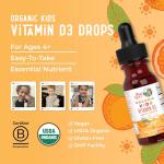 MaryRuth Organics USDA Organic Vitamin D3 Liquid Drops for Kids | 640 IU Vitamin D3 Per Serving | Kids Immune Support & Bone Health Supplement | Formulated for Ages 4-13 | 0.5oz | 30 Servings