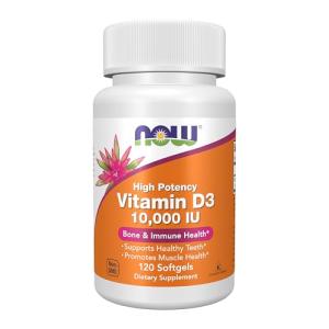 NOW Foods Supplements, Vitamin D-3 10,000 IU, Highest Potency, Structural Support*, 120 Softgels