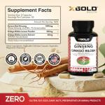 X Gold Health Extra Strength Korean Red Panax Ginseng (7% Ginsenosides) + Ginkgo Biloba – Energy, Focus & Vitality – Non-GMO 120 Capsules