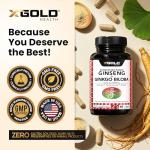 X Gold Health Extra Strength Korean Red Panax Ginseng (7% Ginsenosides) + Ginkgo Biloba – Energy, Focus & Vitality – Non-GMO 120 Capsules