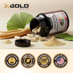 X Gold Health Extra Strength Korean Red Panax Ginseng (7% Ginsenosides) + Ginkgo Biloba – Energy, Focus & Vitality – Non-GMO 120 Capsules