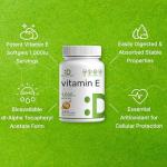 Vitamin E Supplements, 1,000 IU Per Serving, 240 Softgels – Extra Strength Antioxidant Protection – Bioavailable Stable Form – Skin, Heart, Brain, & Immune Support – Non-GMO