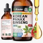 BIO KRAUTER® Ginseng Supplement - Pure Vegan Liquid Drops Korean Red Ginseng 696 mg per Serving 4 Fl.Oz 56-Day Supply - Used for Energy, Focus, Performance & Immune Support - Alcohol & Sugar Free