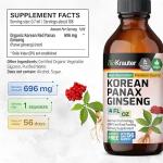 BIO KRAUTER® Ginseng Supplement - Pure Vegan Liquid Drops Korean Red Ginseng 696 mg per Serving 4 Fl.Oz 56-Day Supply - Used for Energy, Focus, Performance & Immune Support - Alcohol & Sugar Free