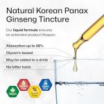 BIO KRAUTER® Ginseng Supplement - Pure Vegan Liquid Drops Korean Red Ginseng 696 mg per Serving 4 Fl.Oz 56-Day Supply - Used for Energy, Focus, Performance & Immune Support - Alcohol & Sugar Free