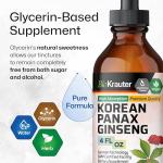BIO KRAUTER® Ginseng Supplement - Pure Vegan Liquid Drops Korean Red Ginseng 696 mg per Serving 4 Fl.Oz 56-Day Supply - Used for Energy, Focus, Performance & Immune Support - Alcohol & Sugar Free