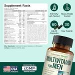 Multivitamin for Men – Essential Mens Multivitamins & Multiminerals 60 Liquid Capsules with Vitamin B12, A, D, C, Zinc, Magnesium & More for Total Body Wellness – 29 Key Nutrients & Vitamins for Men