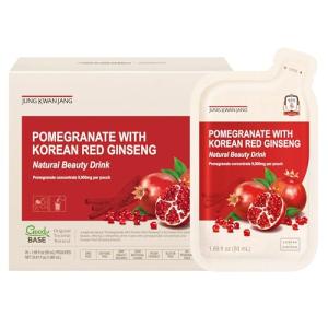 JUNG KWAN JANG Pomegranate with Korean Red Ginseng - Vegan Red Panax Ginseng Liquid Energy Drink with Natural Sweetness from Agave & Grape Extracts - No Caffeine, Non-GMO (30 Pouches, 1.69 fl oz)