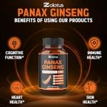 Zolotus Korean Red Panax Ginseng + Ginkgo Biloba, Ashwagandha, Beetroot, Green Tea - 120 Capsules (Pack of 2)
