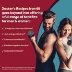 Doctor's Recipes Iron Supplement 65 mg with Vitamin C - Maximized Absorption & Stomach Friendly Iron Pills for Red Blood Cells Formation, Heart, Brain & Immunity Health - Vegan Non-GMO 30 Iron Tablets