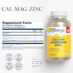 SOLARAY Calcium Magnesium Zinc Supplement - with Calcium 1000mg, Magnesium 500mg - Bone Health, Muscle Function, Heart Health and Immune Support - Vegan, 60 Day Guarantee, 68 Servings, 275 VegCaps