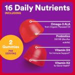 SmartyPants Organic Toddler Multivitamin Gummies: Probiotics, Omega 3 (ALA), Vitamin D3, C, Vitamin B12, B6, A, K & Zinc, Beta Carotene, Gluten Free, Three Fruit Flavors, 60 Count (30 Day Supply)