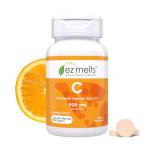 EZ Melts Vitamin C - Daily Vitamin for Antioxidant & Immune Support - No Artificial Flavors - Non-GMO & Sugar-Free - Orange Citrus - 60 Dissolvable Tablets (30 Servings)