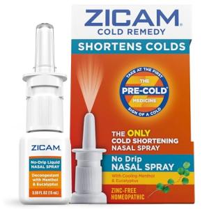 Zicam Cold Remedy No-Drip Nasal Spray with Cooling Menthol & Eucalyptus, Homeopathic, Zinc-Free, Pre-Cold Medicine, Shortens Cold Duration, 0.5 Ounce