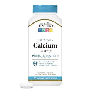 21st Century Calcium Plus D3 Liquid Filled Softgel, 1200 mg, 90 Count