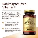 Solgar Vitamin E 670 mg (1000 IU), 180 Softgels - Natural Antioxidant, Skin & Immune System Support - Naturally-Sourced Vitamin E - Gluten Free, Dairy Free - 180 Servings